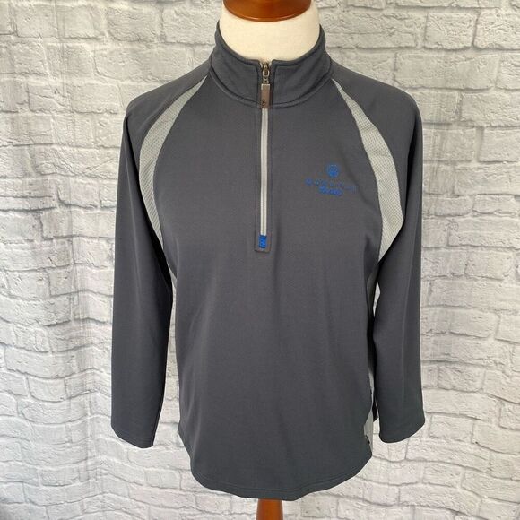 Alo cool fit men XL Longsleeve 1/4 zip mock turtleneck grey & blue - Picture 1 of 12